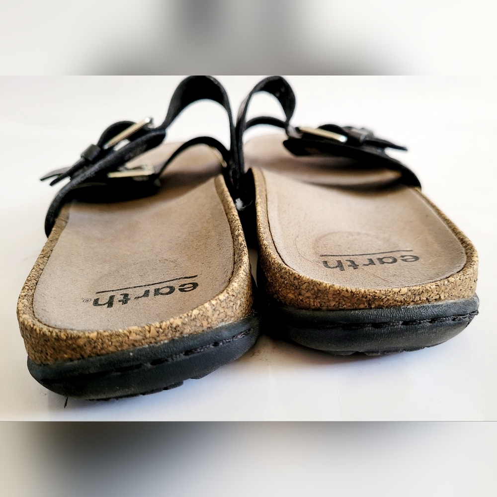 Earth Sand Antigua Women's Perforated Genuine Leather Slide Sandals Black US 9.5 - Picture 11 of 16